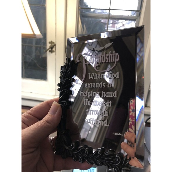 1993 Artmark Friendship Mirror Plaque – God’s Helping Hand Quote Frame,Christian - Picture 4 of 7